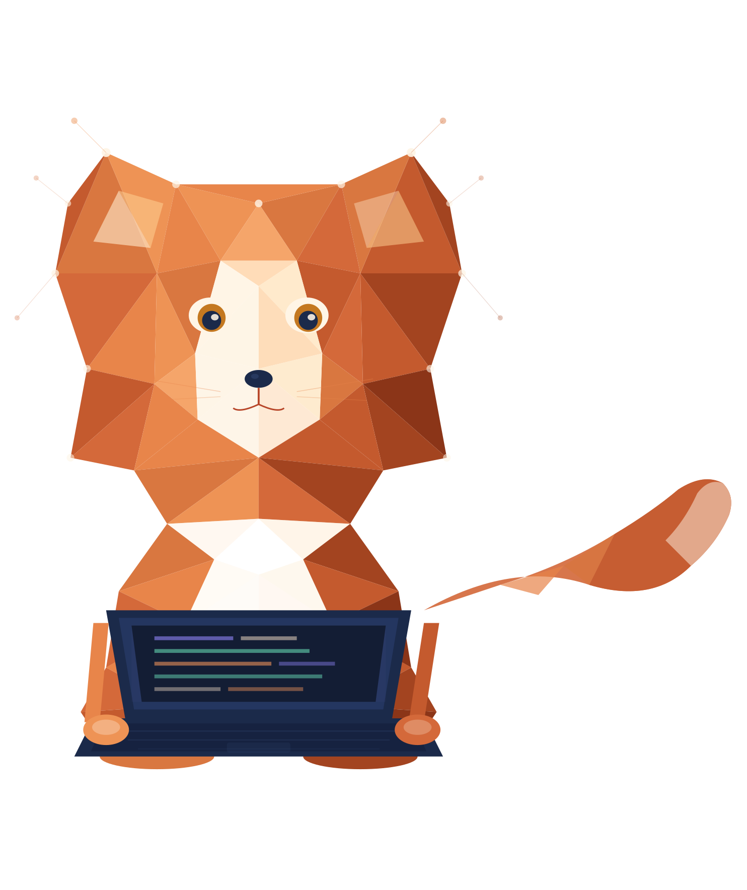 Illustration d'un renard en train d'apprendre sur un ordinateur portable